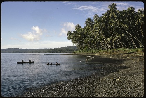 Children on canoes