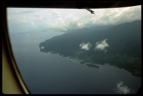 Aerial view of island from airplane