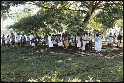 Silas Eto, Holy Mama, leader of the Christian Fellowship Church, with followers