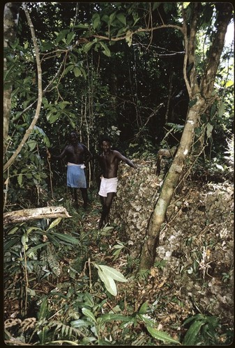 Men in forest. Possible shrine