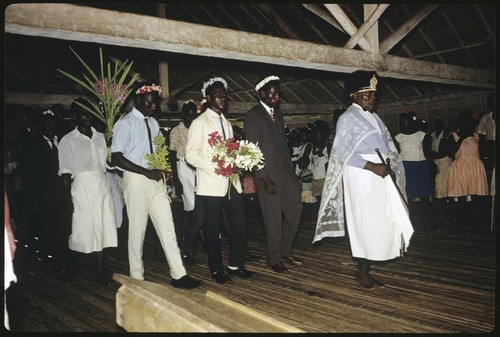 Silas Eto, Holy Mama, leader of the Christian Felowship Church, in church with Christian Felowship Church members