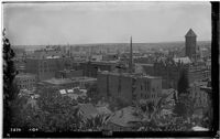 Panoramic view looking south from First Street and Hill Street toward Broadway, Los Angeles, circa 1882-1895