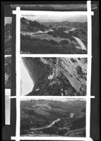 Three aerial photographs of Topanga Canyon Road, Topanga, circa 1923-1928