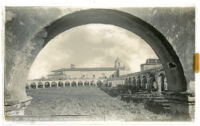 Mission San Luis Rey de Francia, arcades enclosing quadrangle, Oceanside, circa 1887