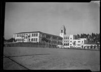 Exterior view of an unidentified building (school?), California