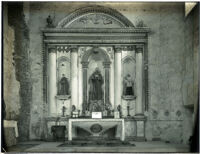 Interior of church at Mission San Luis Rey de Francia, Oceanside, 1899