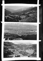 Three photographs of the San Fernando Valley taken from Topanga Summit, Topanga, circa 1923-1928