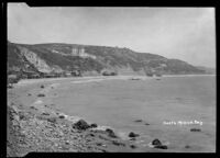 Coastal view of towards the Villa de Leon and castle rock, Topanga and Pacific Palsades, circa 1927