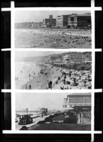 Two views of Venice Beach and one view of Santa Monica Beach, Venice and Santa Monica, circa 1920-1930