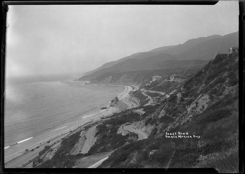 View of the Pacific Coast Highway, Pacific Palisades and Topanga, circa 1927