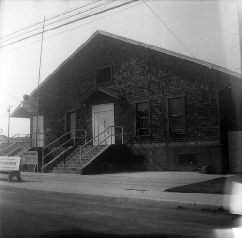 Photograph of building shared by the American Legion and Church of Christ