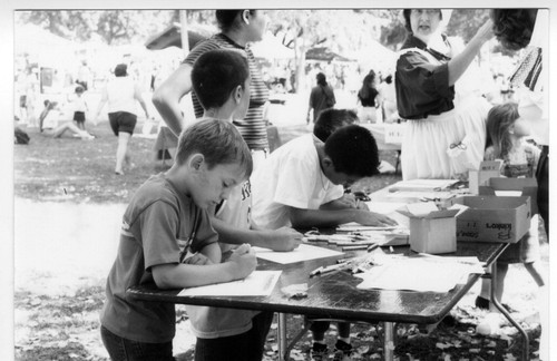 Photograph of children at Placentia Historical Committee activity booth