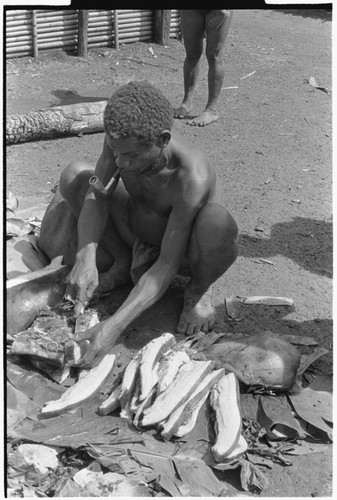 Cutting up pork