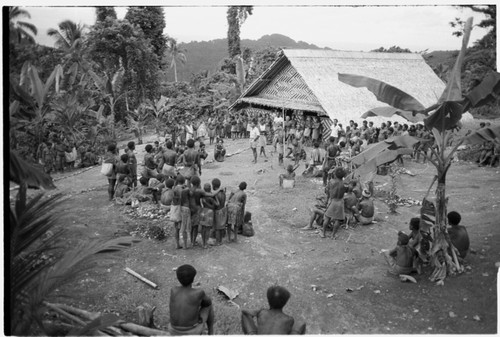 Political meeting at custom committee house, Ngarinaasuru, 1000' above Sinalagu Harbour