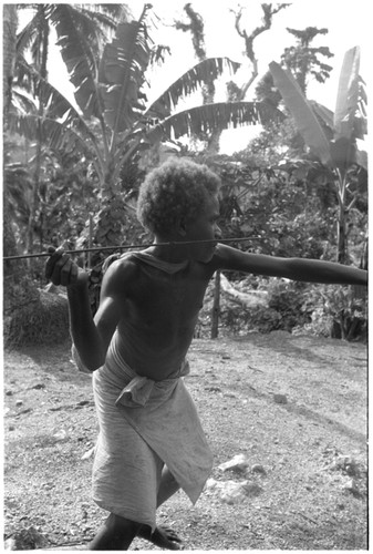 Fa'angasi practices spear throwing