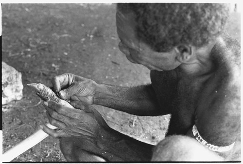 Galomae makes Roger Keesing a hafted stone adze