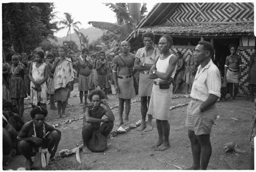 Political meeting at custom committee house, Ngarinaasuru, 1000' above Sinalagu Harbour