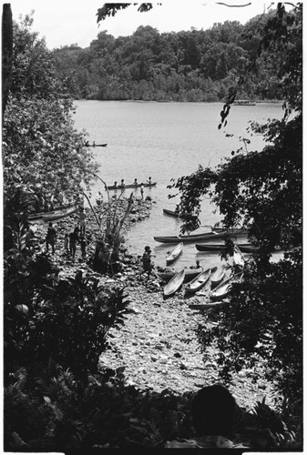 Canoes at southern end of Sinalagu Harbour near Gelebasi