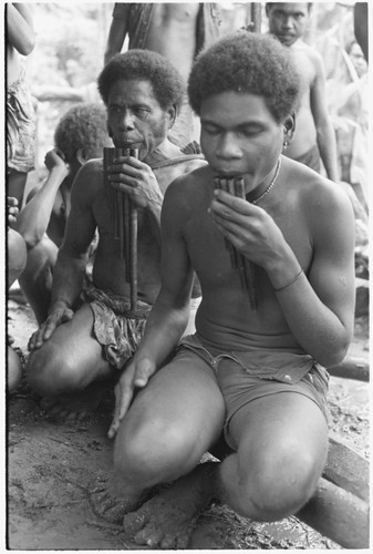 Playing 'aubinubin, or'aukwa'ikwa'i, panpipes