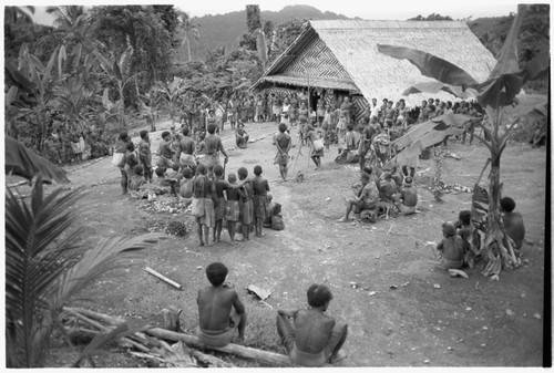 Political meeting at custom committee house, Ngarinaasuru, 1000' above Sinalagu Harbour