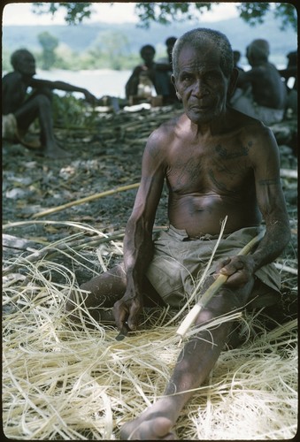 Man with fibers, probably Laulasi, Langalanga, Malaita