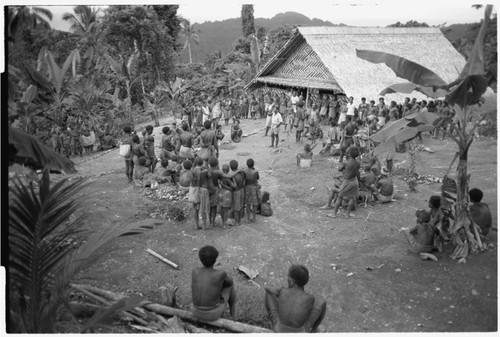 Political meeting at custom committee house, Ngarinaasuru, 1000' above Sinalagu Harbour