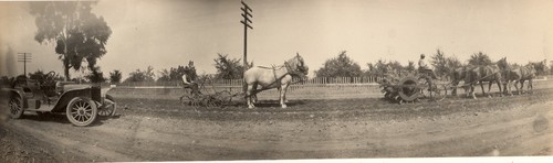 Road construction with teams of horses