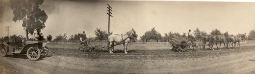 Road construction with teams of horses