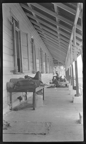 People on patio of a building