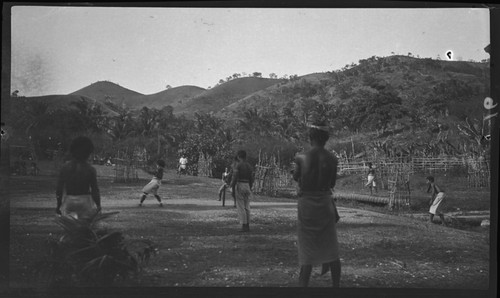 Men playing cricket