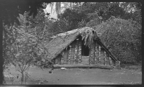 House with visible thatching on wall poles