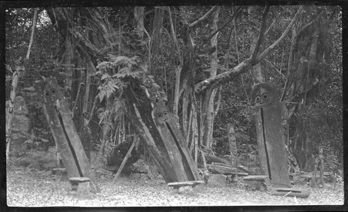 Drums with ancestral spirit carvings