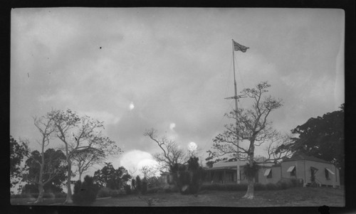 British flag over a colonial government building