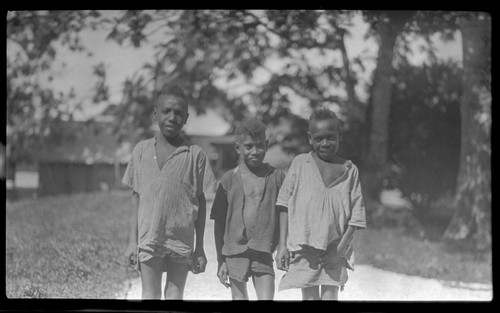 Portrait of boys on pathway