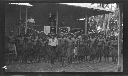 Hookworm lecture outside a building, north coast of New Britain