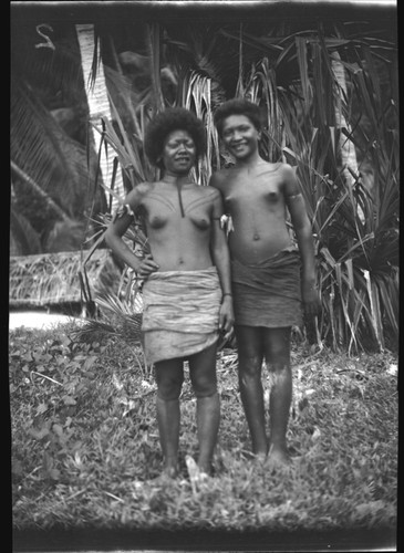 Portrait of two young women dancing, Rennell Island