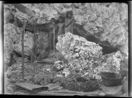 Food offerings, possibly part of a shrine