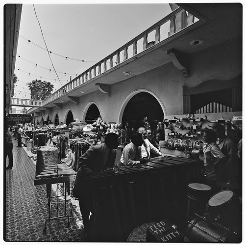 Pasaje Sonia, one of the popular arcades along Avenida Revolución, enlivened with marimba music by Francisco "Pancho" Bobadilla, Gonzalo Bobadillo, and Antonio Palacios