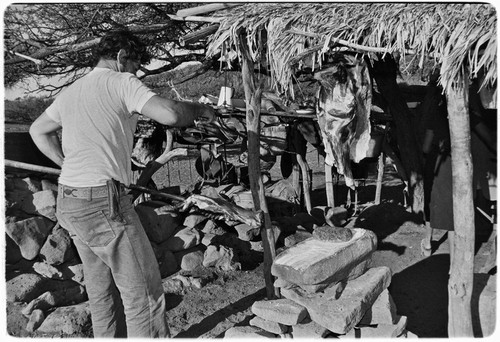 Braising meat at Rancho El Cerro