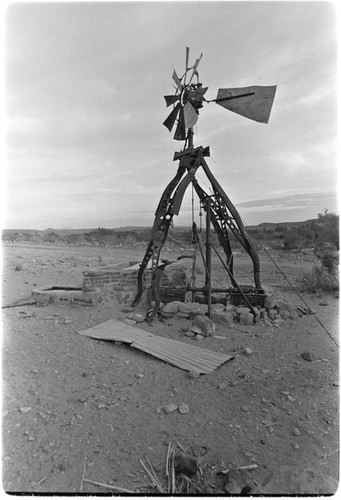 Windmill pump built from auto parts near San Ignacio