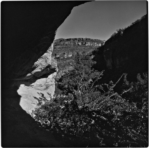 Cave with rock art at Boca de San Julio where Cañada de San Julio joins Arroyo San Nicolás