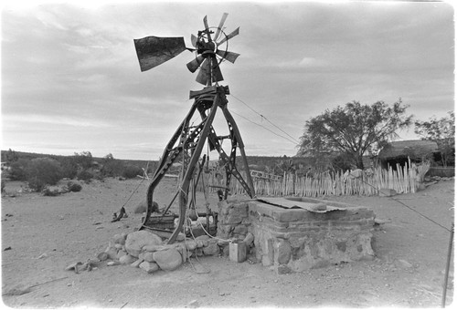 Windmill pump built from auto parts near San Ignacio