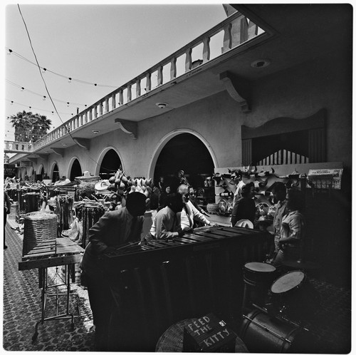 Pasaje Sonia, one of the popular arcades along Avenida Revolución, enlivened with marimba music by Francisco "Pancho" Bobadilla, Gonzalo Bobadillo, and Antonio Palacios