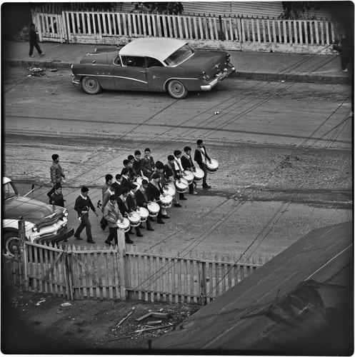 School marching band in parade