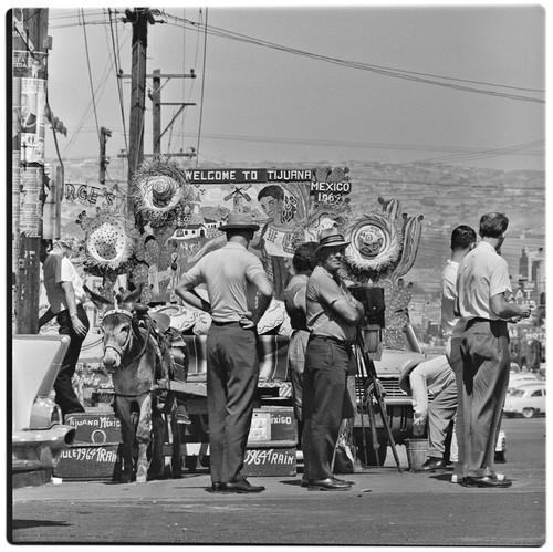 Typical outdoor Tijuana burro portrait studio