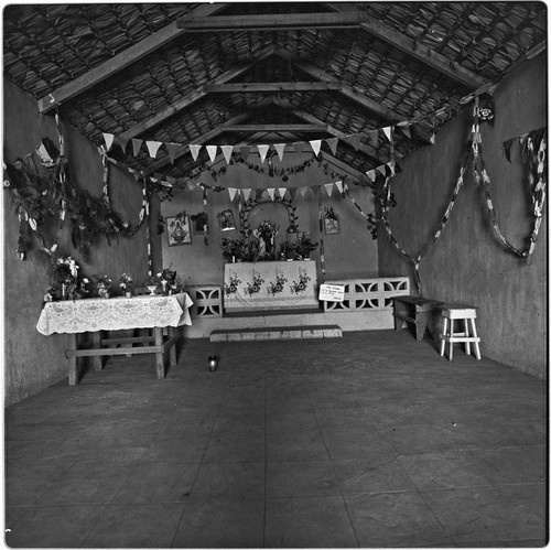 Interior of modern chapel at Rancho San Francisco