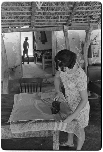 Ironing clothes at Rancho La Soledad