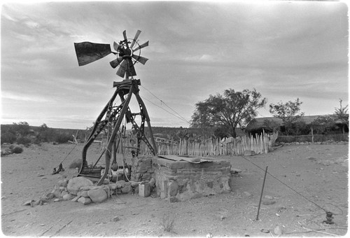 Windmill pump built from auto parts near San Ignacio