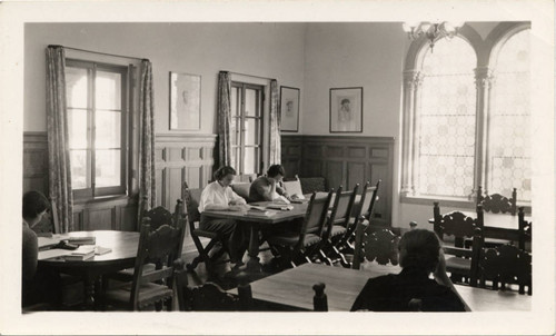 Students studying in Denison Library, Scripps College