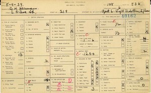 WPA household census for 219 S OLIVE, Los Angeles